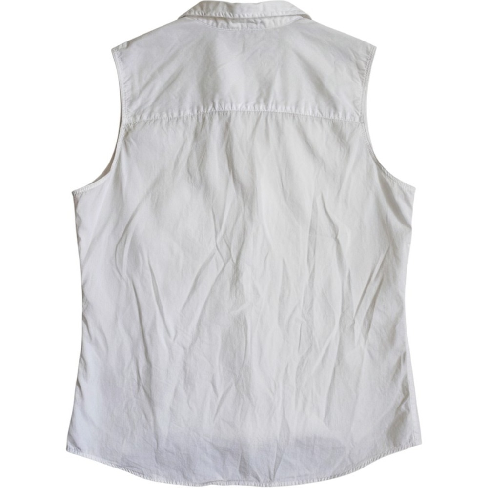 Frank & Eileen Finley White Sleeveless Button Up Shirt Italian Cotton XL - Picture 2 of 8